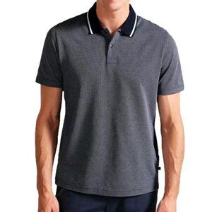 Ted Baker Mens Polo Shirt Black White with Solid Trims Polo in XL Preowned